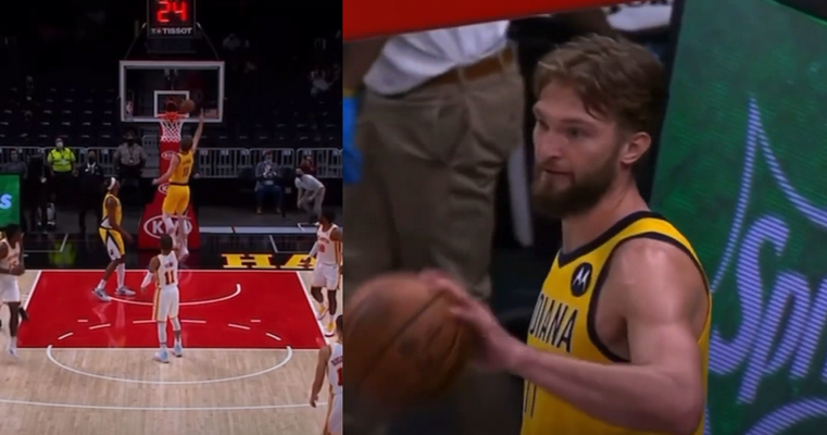 Reta situacija NBA: D. Sabonis kamuolį nukreipė į savo krešį (VIDEO)