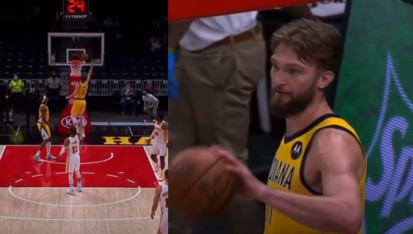 Reta situacija NBA: D. Sabonis kamuolį nukreipė į savo krešį (VIDEO)