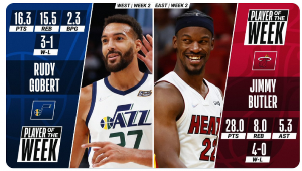 R. Gobertas ir J. Butleris tapo NBA savaitės žaidėjais