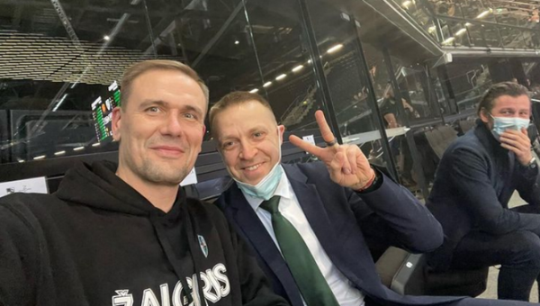 Po „Žalgirio“ pergalės prieš „Panathinaikos“ - R. Javtoko ir P. Motiejūno džiaugsmas