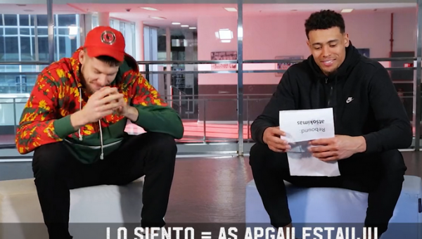 R. Giedraitis pasilinksmino mokydamas „Baskonia“ žaidėjus lietuvių kalbos (VIDEO)