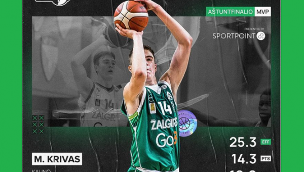 Jaunasis „Žalgiris-2“ talentas M. Krivas – NKL aštuntfinalio MVP (VIDEO)