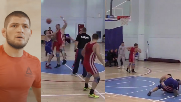 Krepšinio ir imtynių mišinys: naują sporto šaką Rusijoje išbandė ir Ch. Nurmagomedovas (VIDEO)