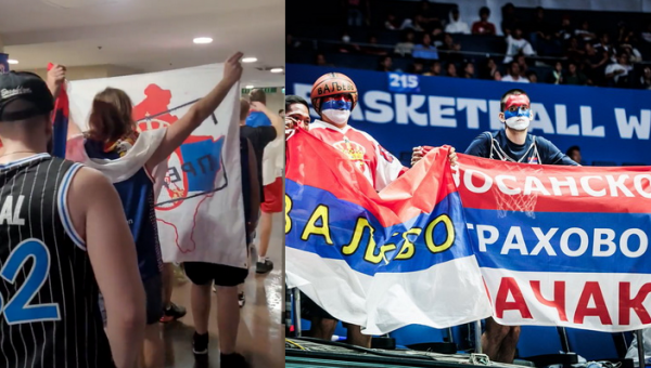 Šlykštus serbų elgesys: arenoje iškėlė rusų ir anti-NATO vėliavas