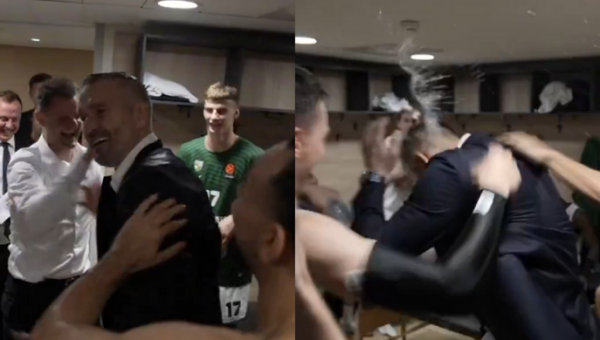 Turite tai pamatyti: „Žalgirio“ žaidėjai išmaudė T. Masiulį (VIDEO)